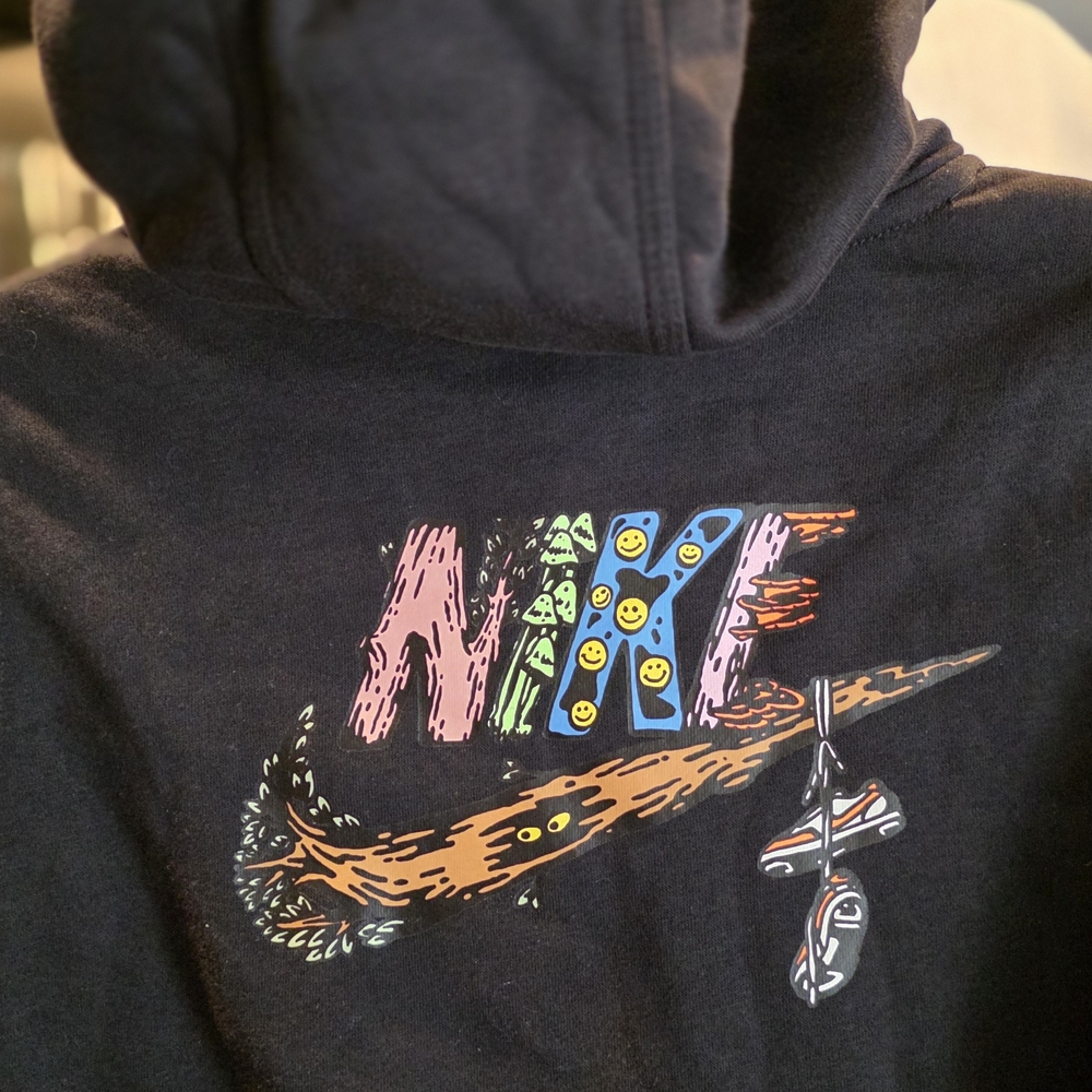 Nike Black Hoodie with Neon Green and Orange Accents